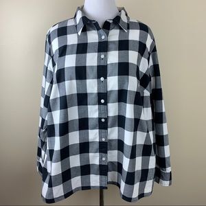 Talbots Black Cream Buffalo Plaid Shirt 3X